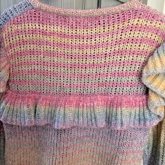 $425 LoveShackFancy Yumi Ruffle Alpaca wool Sweater L - Picture 13 of 13